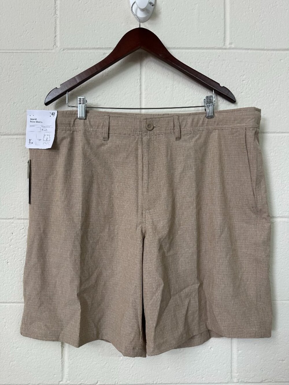 New Goodfellow & Co 42 Waist 9" Inseam Hybrid Swim Tan Shorts